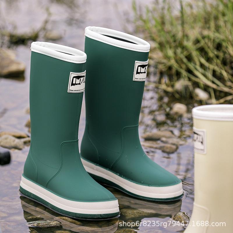 Rain Shoes Men and Women Wear Fashionable and Versatile Outdoor Waterproof and Non-slip Rain Boots Thickened Velvet Glue Shoes