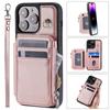 Multi-function Zipper Wallet Case with 5 Card Slots for Samsung S23 S22 S21 A13 A14 A52 A53 A54 iPhone 14 13 12 11 PU Foldable Cover with Hand-strap