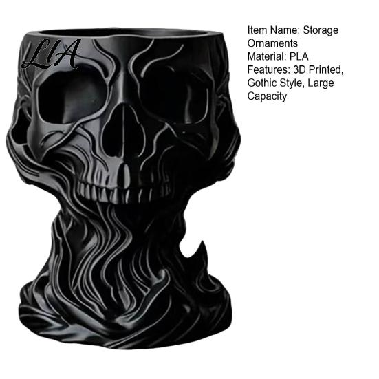 Stable Resin Texture Organizer 3D Printed Gothic Skull Decorative Catchall Bowl, Storage Holder for Key Handmade Painting Craft Coin Jewelry, Dark Art