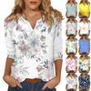 Women's Stand Collar 3/4 Sleeve Printed Top T-shirt