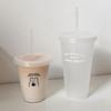 Water Bottle For Coffee Juice Milk Tea Kawaii Plastic Cold Cups With Lid Straw
