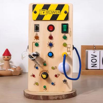 Монтессори Бизиборд Сенсорные игрушки Деревянный с LED Подсветкой Панель Управления Переключателем Дорожные Занятия Детские Игры для Детей 2-4 Лет