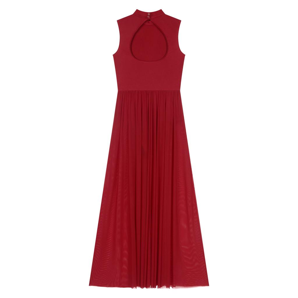 Современное танцевальное платье без рукавов с открытой спиной и прозрачной сетчатой накладкой для выступлений на сцене