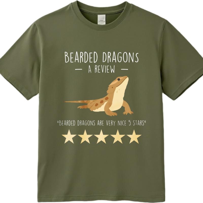 Cheap Tshirt Funny tshirt Travel For her Crew Neck t shirt Brand Bearded Dragons A Review Five Stars Basic For her Top tees