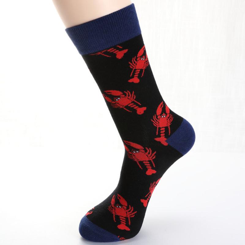 Новые осенне-зимние хлопковые носки для мужчин и женщин, модные трендовые носки, крутые носки с рисунками животных и фруктов