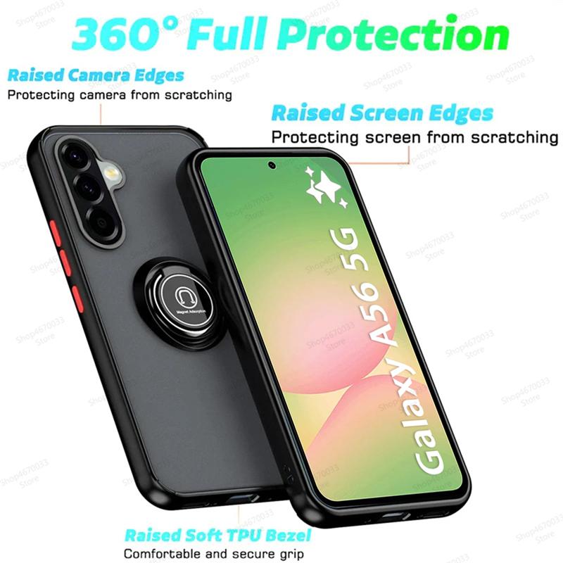 Матовый чехол с магнитным кольцом для Samsung Galaxy A56 5G Для Samsung A55 A35 A54 A53 A34 A24 A13 A33 A52 A53 A51 A32 Противоударная Funda