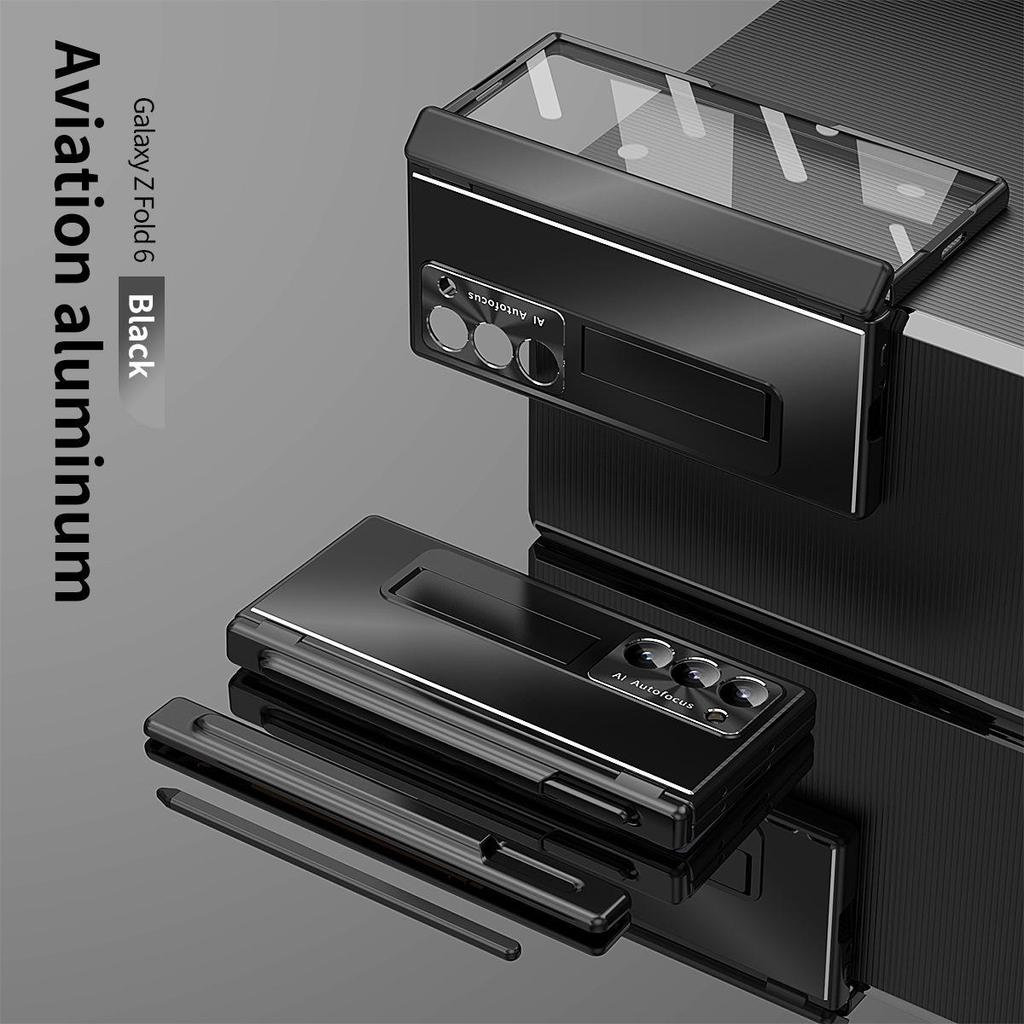 Алюминиевый чехол для телефона Samsung Z Fold7/6 с двойным шарниром и слотом для стилуса