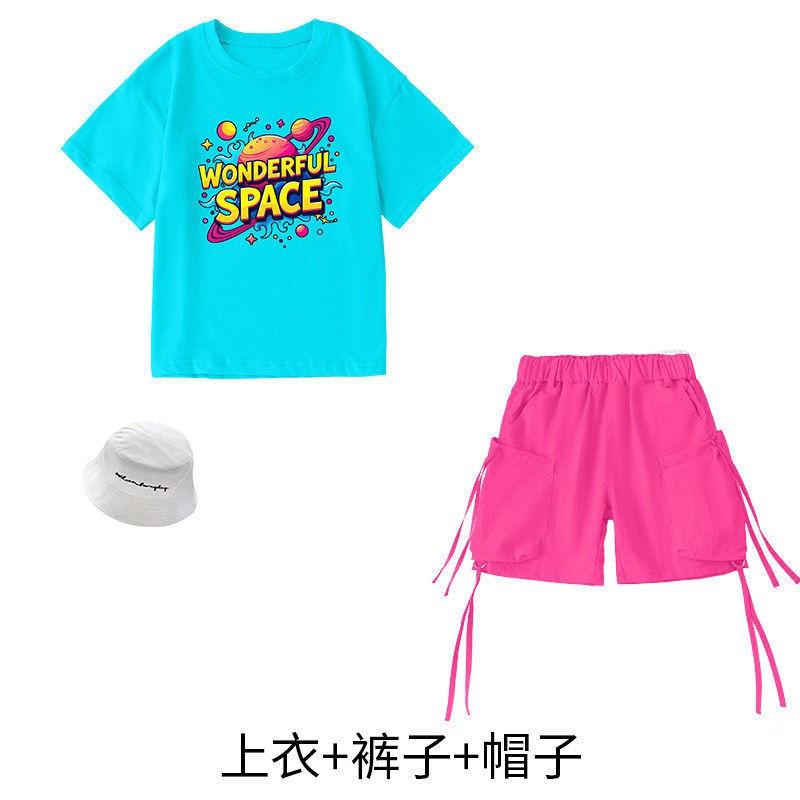 Kids Hip Hop Dance Outfit Short Sleeve Set Boys Girls Street Performance Costume