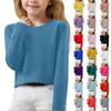 Girls Long Sleeve Round Neck Knit Pullover Jumper Tops Spring Base Layer Top Thermal Undershirt Youth Underwear 8-16Years