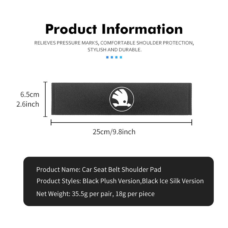 ADU4 Car Seat Belt Pad Safety Strap Shoulder Protection Cover Soft Mat Cushion For Skoda Octavia A5 A7 RS Fabia Superb Rapid Karoq