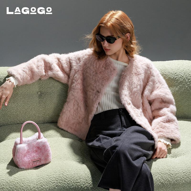 Женская куртка LAGOGO из искусственного меха норки с круглым вырезом