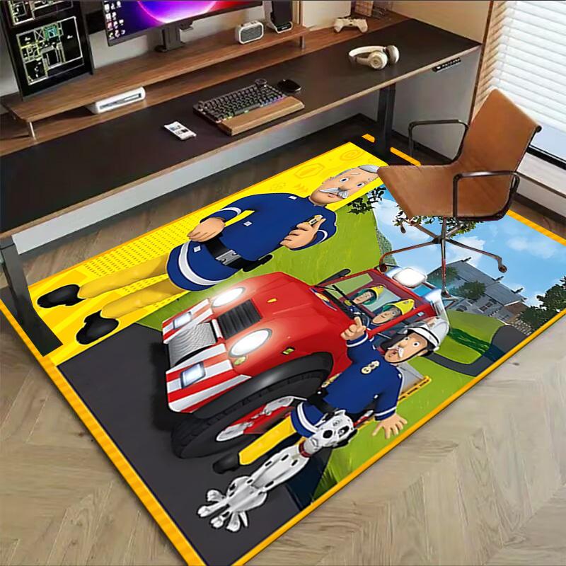 1pc Firemen Dalmatian Rescue Carpet for Playroom Bedroom Living Room Sofa Home Decor,kids Game Area Rug Non-slip Floor Mat Y72895