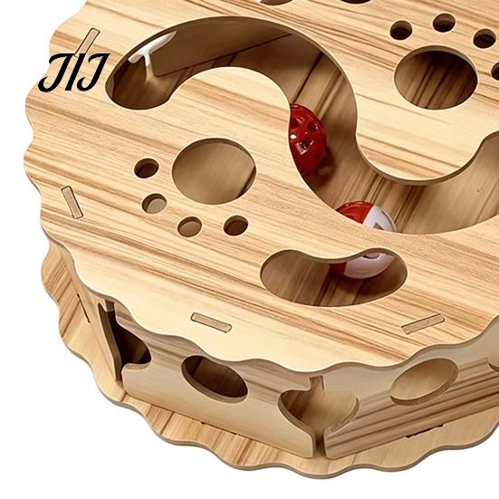 Cat Boredom Relief Interactive Toy with Rolling Balls, Durable Density Board Scratching Mental Stimulation for Cats Toy, Anxiety Wooden Maze