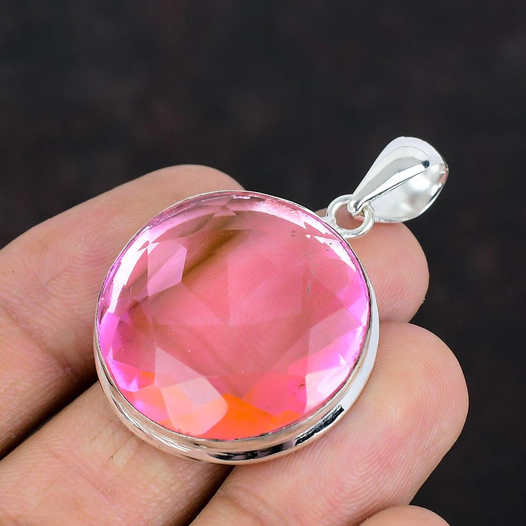 Faceted Pink Kunzite Pendant 925 Sterling Silver Pendant Designer Jewelry Handmade Top Quality Gemstone Pendant Gifts for Mom Unique Jewelry