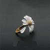 Korean Daisy Flower Elegant Opening Rings Women Adjustable Wedding Party Engagement Finger Rings Statement Jewelry Gift