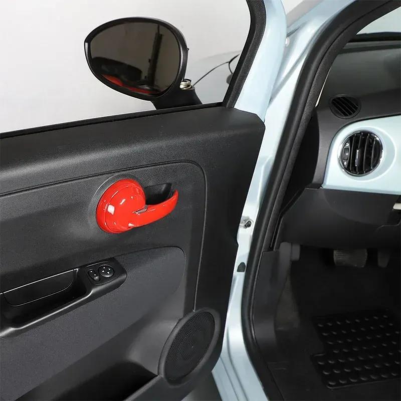 For Fiat 500 2010-2024 ABS Carbon Fiber Car Inside Handle Panel Frame Cover Trim Sticker Car Accessories