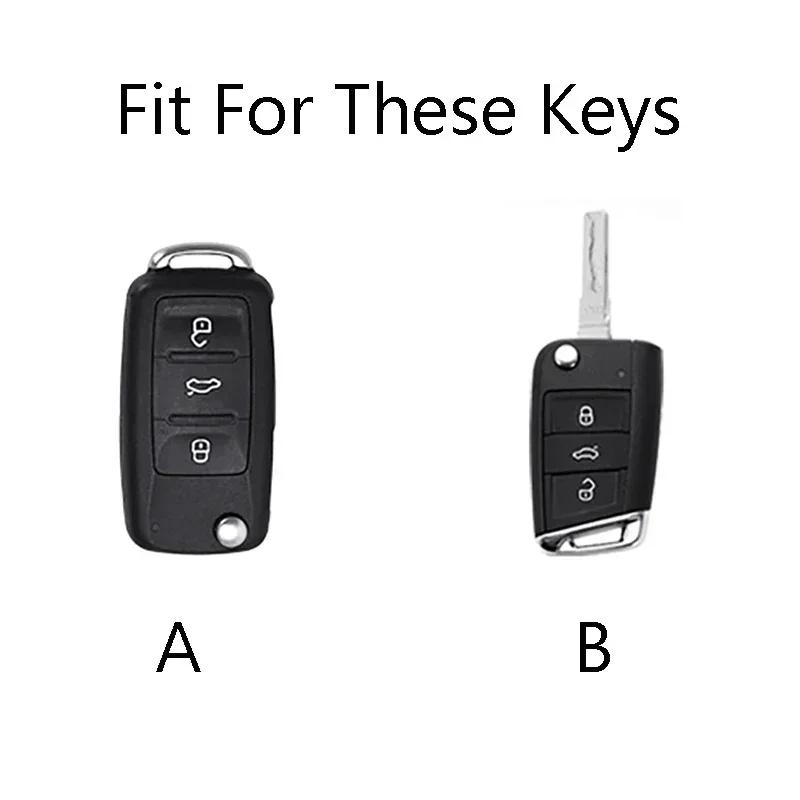 Чехол для ключа автомобиля из цинкового сплава + кожи для VW Volkswagen Golf 7 MK7 Tiguan MK2 для SEAT Ateca Leon FR 2 Ibiza для Skoda Octavia