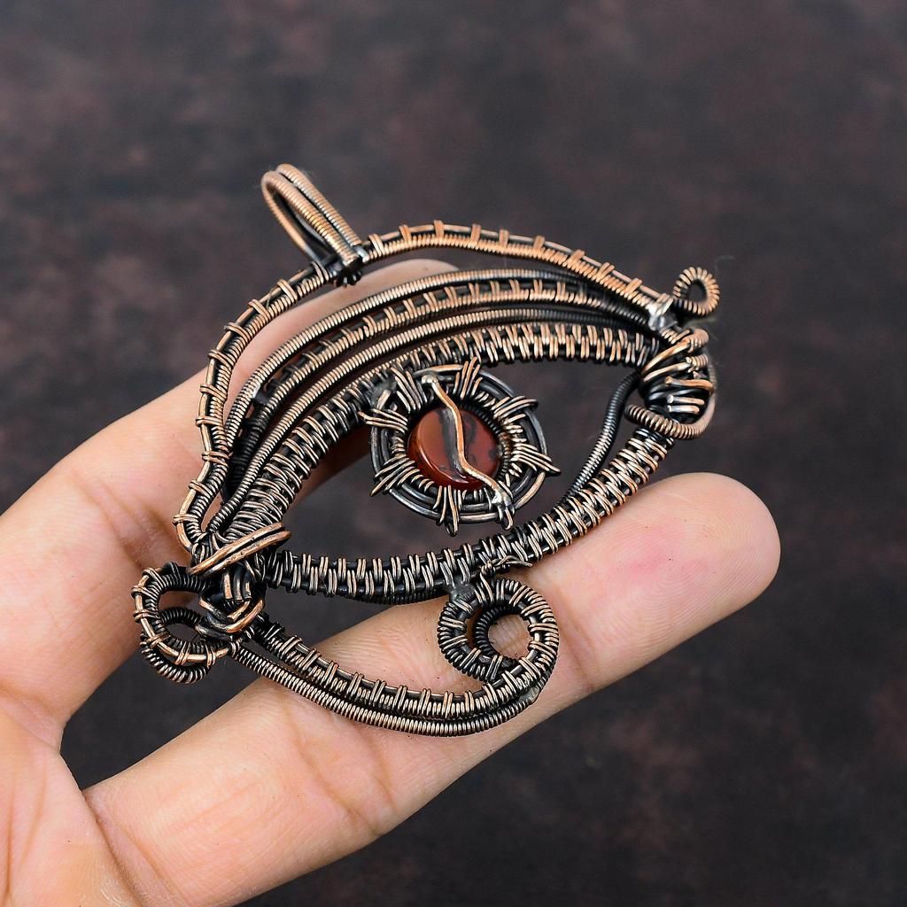 Подвеска из сердолика от сглаза, подвеска из медной проволоки, подвеска ручной работы, медные украшения, подвески из драгоценных камней, подвески из проволоки, подарок для мамы