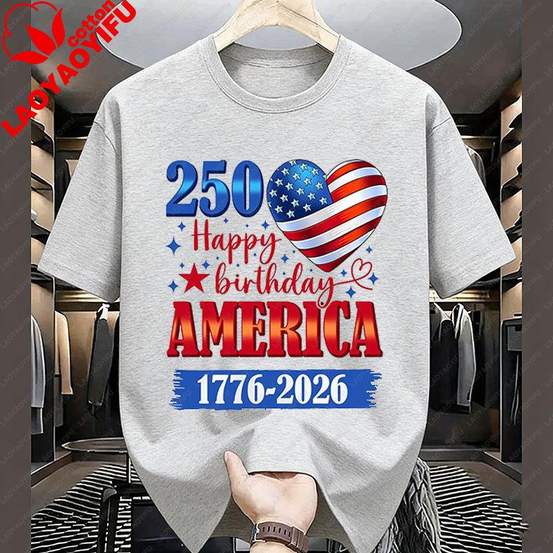 Camisetas 250 Years American 250th Anniversary Us Usa Flag 4th Of July Unisex TShirt Cotton Short Sleeved Graphic T Shirts