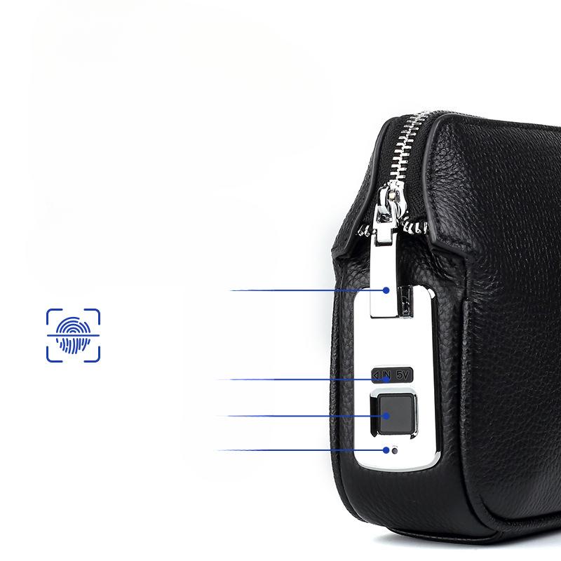 Genuine Leather Hand-held Bag Business Top-grain Cowhide High-end Feel Fingerprint Lock Men's Hand-held Bag