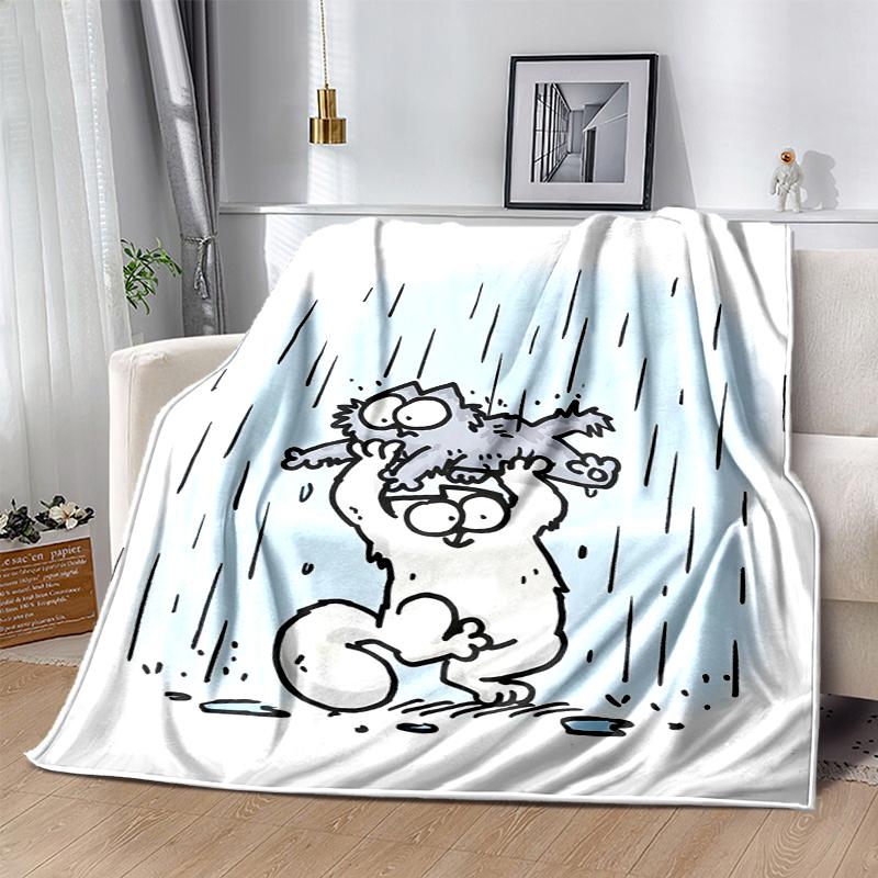 Simon's cat Flannel Blanket Soft Warm All-Season Throw, Design for Camping, Car Travel, Hiking Sofa, Bed, Office Perfect Gift for Parties