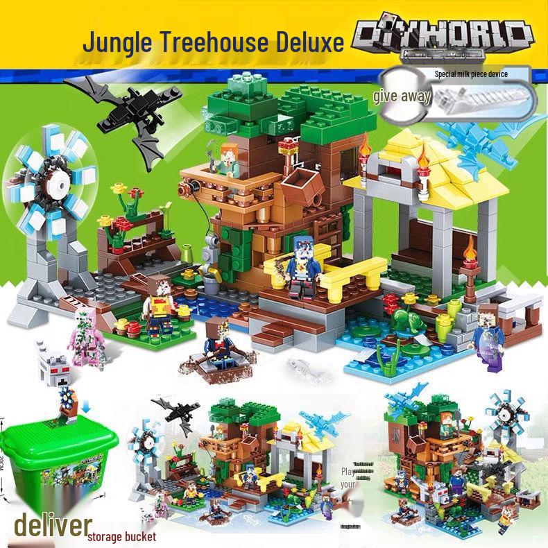 Compatible Lego Bricks: Minecraft Cave, War Village Puzzle for Boys, Birthday Gift