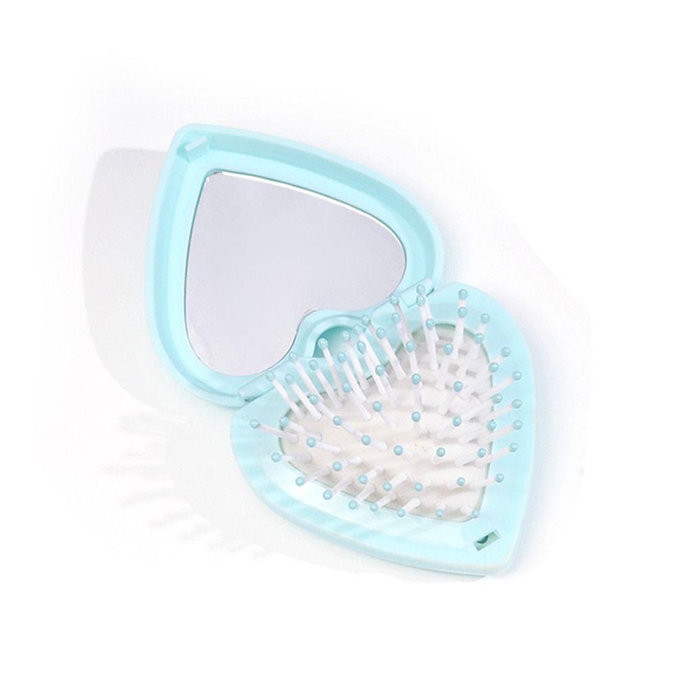 Candy Color Folding Airbag Comb Anti-static Massage Comb Heart Hair Comb with Mirror  Women Girl
