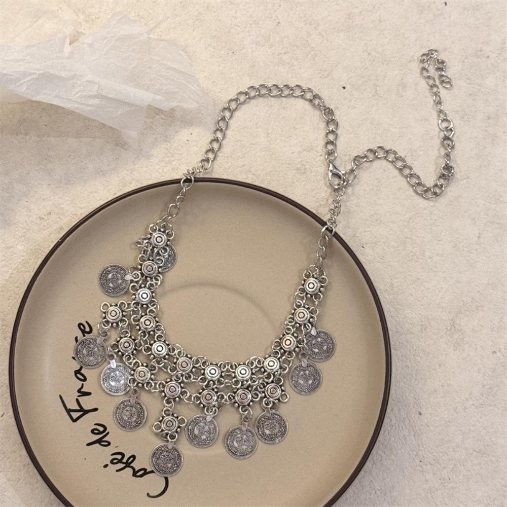 Богемное Стиль Монета Ожерелье Универсальное Этнические Шармы Ожерелье Заявление Ожерелье Для Женщин