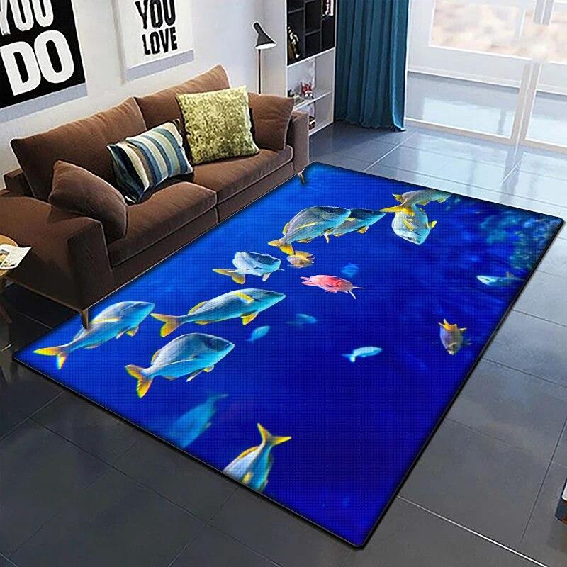 Морская рыба, красивый ковер с росписью для гостиной, большой ковер, черный мягкий ковер, украшения дома, коврики, коврики в стиле бохо, пикник