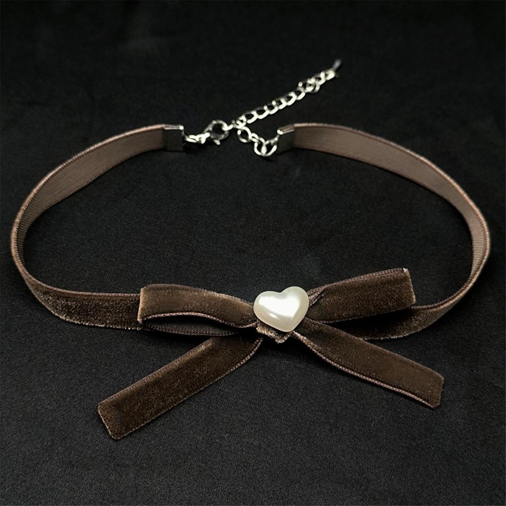 Готический бархатный чокер-ожерелье с лентой, подвеской в виде сердца и бантом, цепочка для ключиц для элегантных женщин