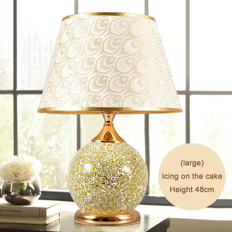 E27 Bedroom Table Lamp Romantic and Warm European Style Desk Lights Retro Home Bedside Lamps Fabric Decorative Table Light