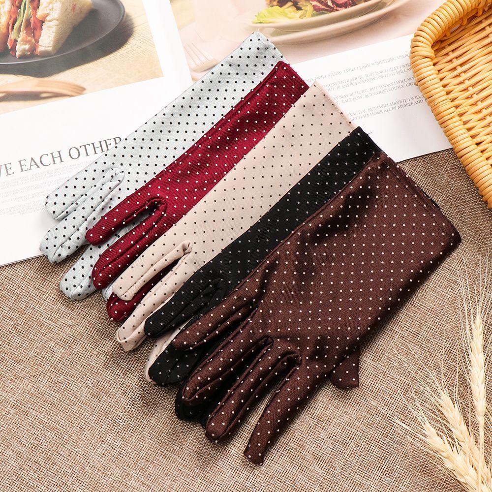 Soft Lady Girl Women's Gloves Full Finger Mittens Wrist Gloves & Mittens Sun Protection Dot Gloves