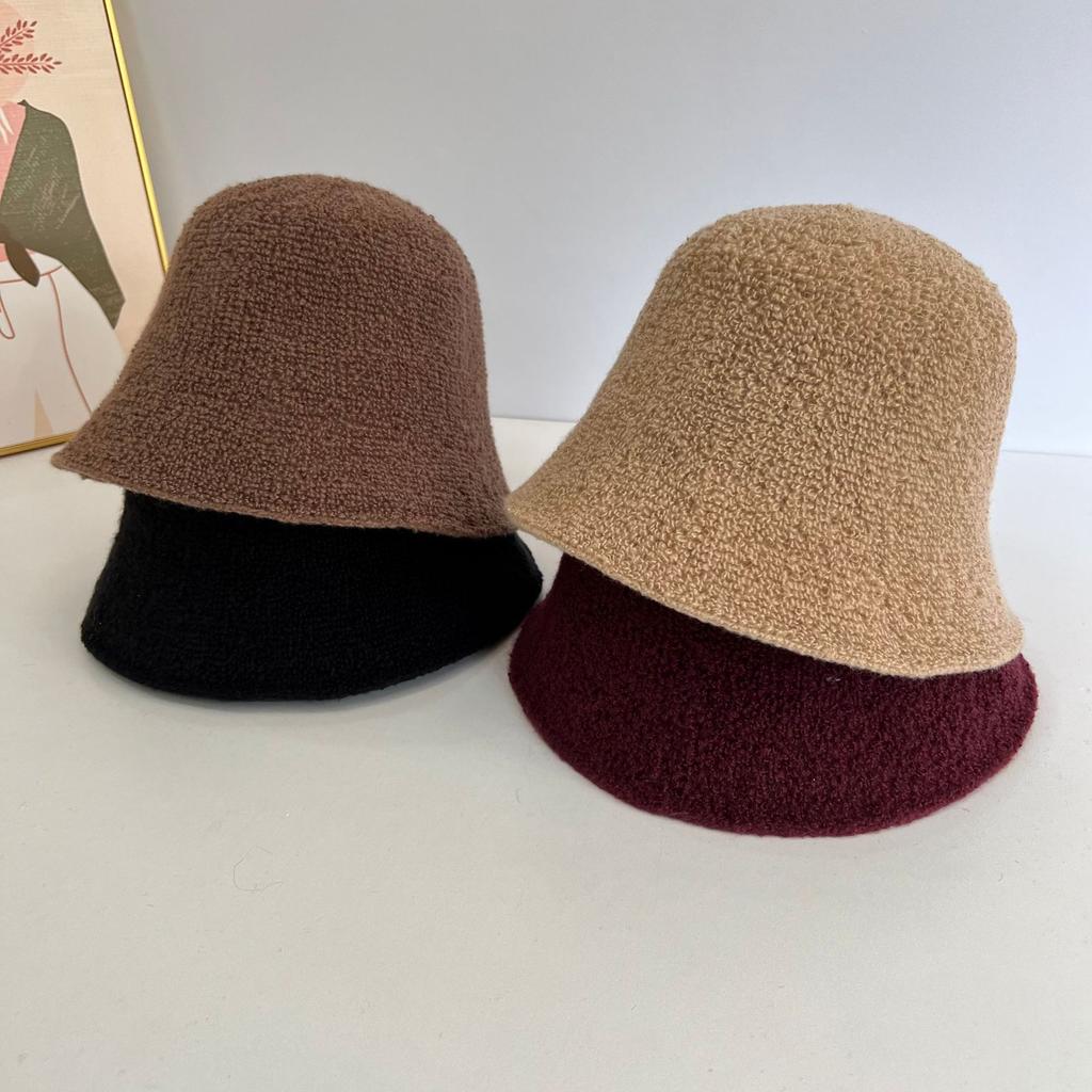 Новая флисовая панама с гранулированной текстурой, детская осенне-зимняя универсальная простая ретро панама-ведро, теплая шляпа-котелок