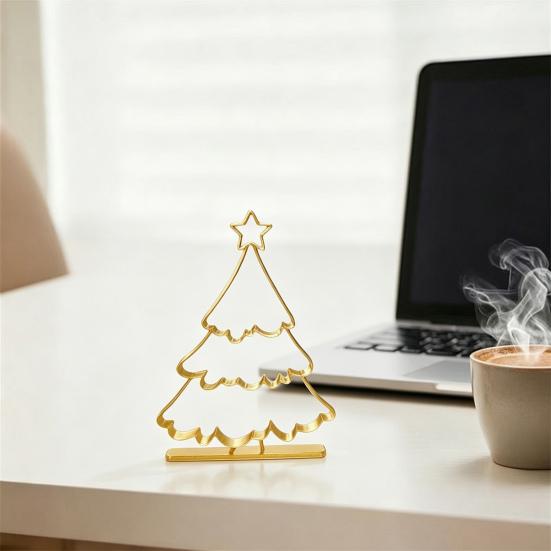 Christmas Party Supplies 3D Printed Hollow Tree Ornament, Modern Minimalist Festive Holiday Home Interior Accents Sculpture, Decorative Tabletop