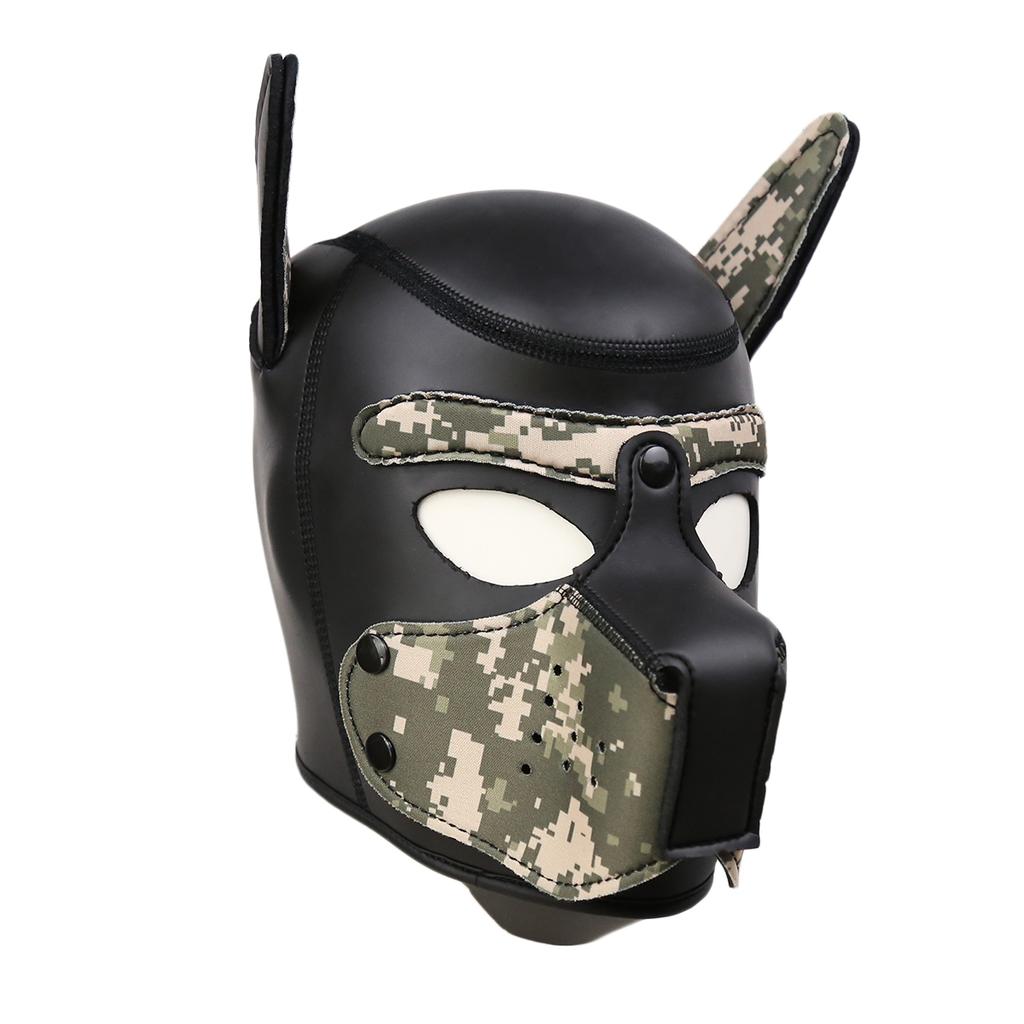 Puppy Play Dog Hood Mask Neck Collar Bondage Hood Mask Restraint Harness Full Head Ears Halloween Mask Sex Toy For Couples