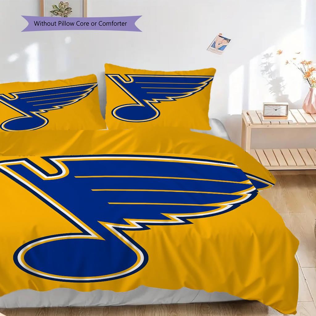 St. Louis Blues Pattern Bedding Quilt Set Quilt Cover Pillowcase Home Decoration Birthday Gift (1 * duvet cover + 2 * pillowcase, without core)