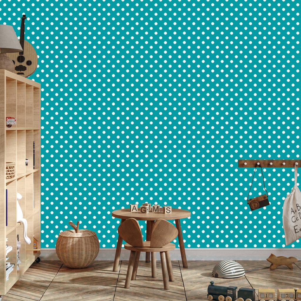 Soft Dots Wallpaper, Turquoise for Living Room and Bedroom 50x1000