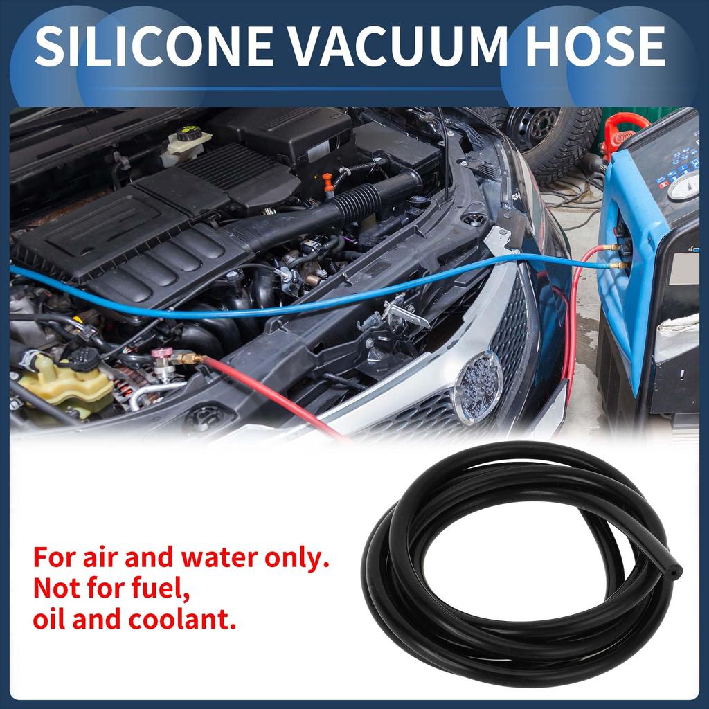 INFINAUTO Engine Silicone Vacuum Tube Hose 5FT 1/16" 2mm ID 2.5mm Thickness Vehicle Vacuum Line Silicone Black High Temperature