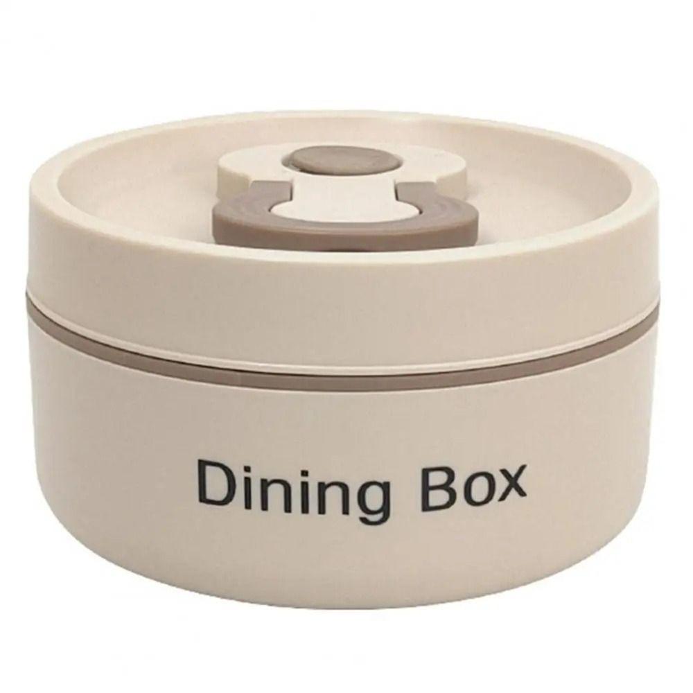 Stainless Steel Thermal Lunch Box Round Dining Box Insulated Food Container Tableware