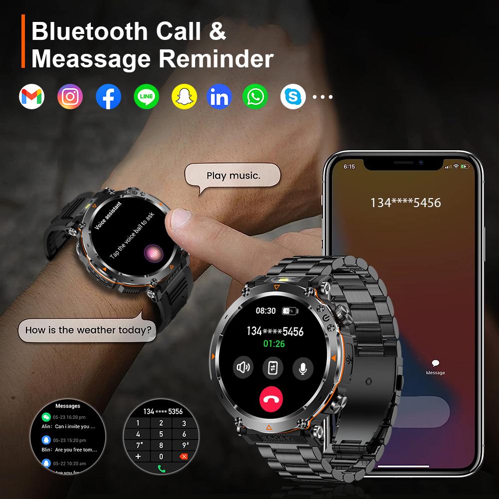 MEVADEN Новые 1,7-дюймовые 360*360 экран Bluetooth вызов умные часы мужские спортивные фитнес-трекер 600 мАч фонарик умные часы для Android IOS MD57