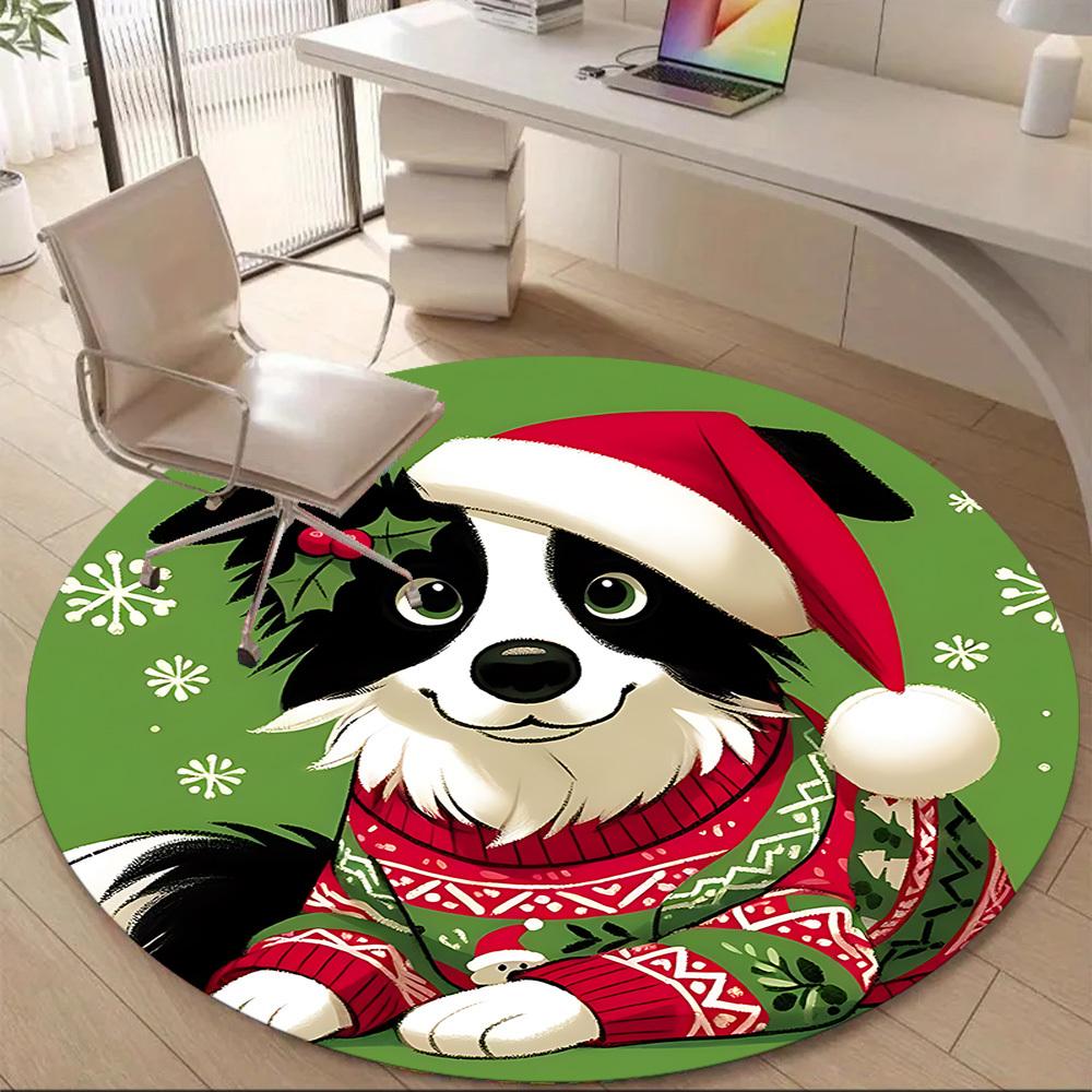 1PC Christmas Pet Office Round Area Rug, Indoor Mat Suitable ForOffice, Under Office Chairs Bedroom Living Room Home Decor, Room Deco f149