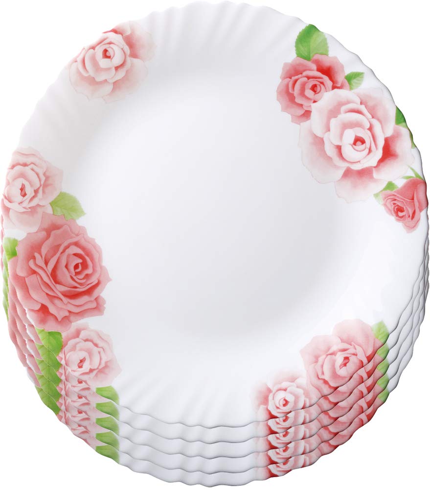 Iwaki Glass Tempered Glass Rose Large 25cm X 5 Piece Microwave Safe Heat-resistant Tableware, Heat-resistant Dish, Tableware, Pattern, Plate, Set,