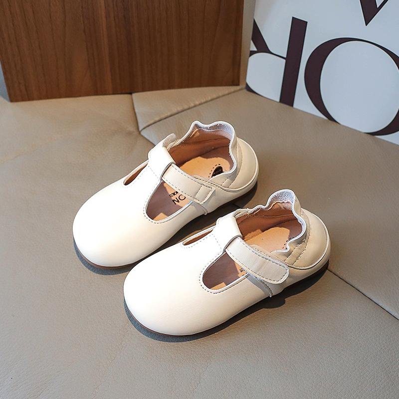 2024 Новые мягкие повседневные туфли с ремешком на липучке и липучке для девочек, прямые поставки, кожаные туфли для мальчиков, нескользящие мокасины для детей и девочек