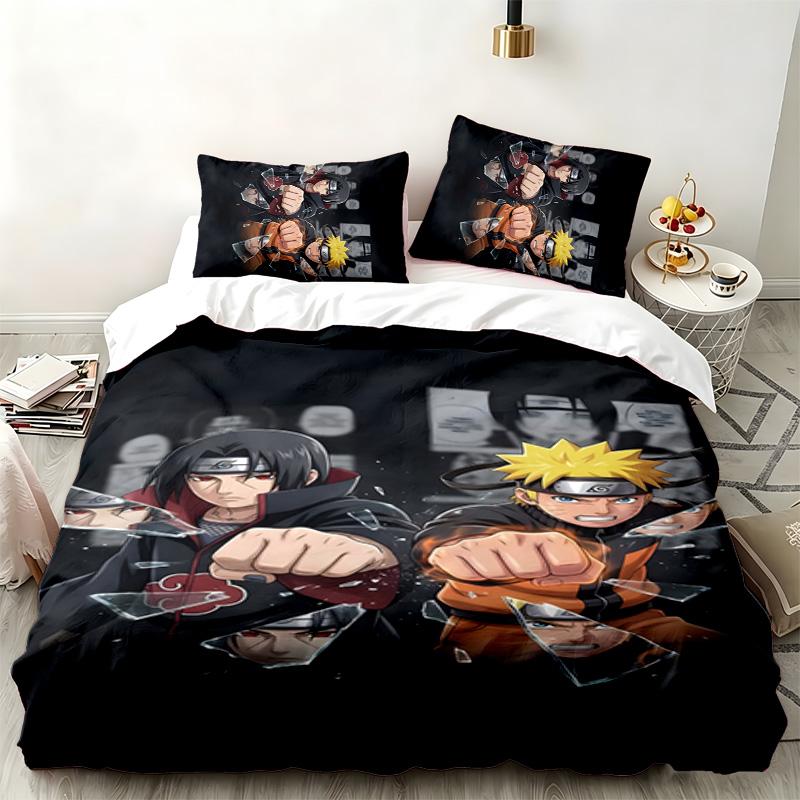 Набор из 3 предметов Naruto Идеально подходит для спальни Удобный комплект постельного белья включает пододеяльник и две наволочки Идеальный подарок на день рождения или Рождество