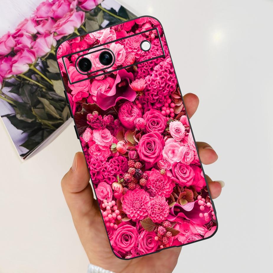 Чехол для Google Pixel 8A Чехол Pixel8 Pro Милый Кот Цветок Расписной Силиконовый Чехол для Телефона Для Google Pixel 8 Pro Pixel8A Мягкие Fundas