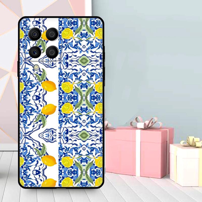 Средиземноморский чехол с лимонами для Samsung Galaxy M06 M11 M31 M14 M34 M54 M12 M32 M52 M15 M13 M16 M36 M56 M53 M35 M55