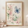 Plakat Literowy "L" Z Kwiatami I Motylem Plakat Literowy "L" Z Kwiatami I Motylem, 70X100 Cm, Rama Drewniana Jasny Dąb, Papier Matowy 230 Gsm