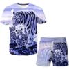 Mens Tiger Clothes Sets Summer Boys Cute T Shirts Short Pants 2pcs Clothing Suits Men Fashion Casual Costume Outfits