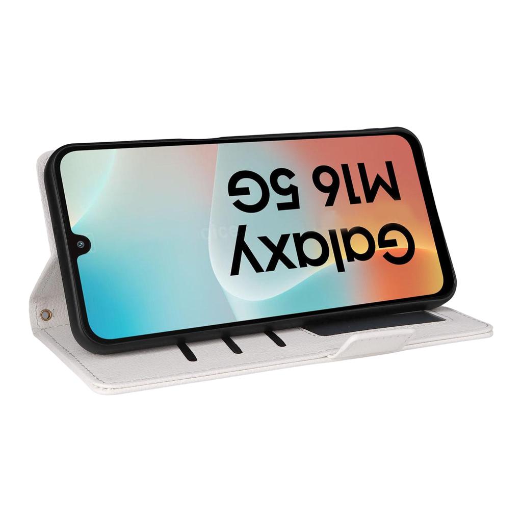 Чехол для Samsung Galaxy M16 5G/F16 5G с ремешком на запястье, текстура личи, кошелек из ПУ кожи, чехол для телефона