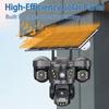 Солнечная IP-камера – HD с тройным объективом и тройным экраном, ночное видение, водонепроницаемая, беспроводное сетевое наблюдение